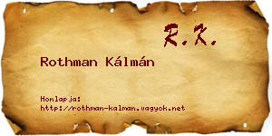 Rothman Kálmán névjegykártya